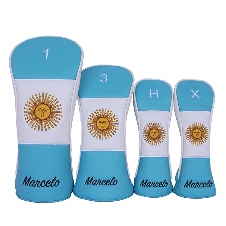 Custom Golf Head Covers with Argentina flag and club numbers  1 3 H X