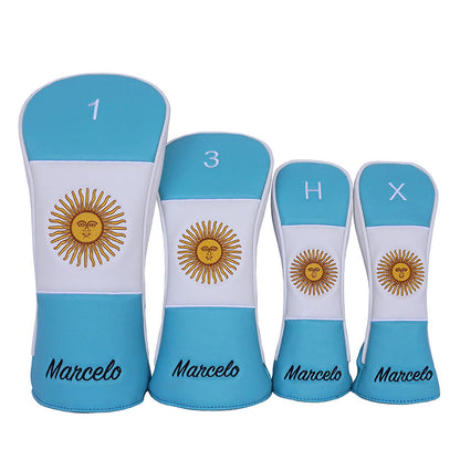 Custom Golf Head Covers with Argentina flag and club numbers  1 3 H X