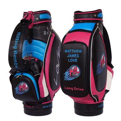 Custom Embroidered Golf Tour Bag - black pink blue