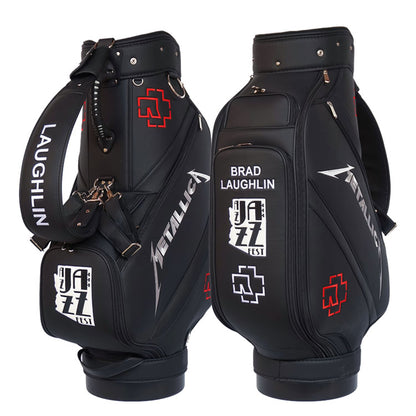 custom 6 club divider golf bag in black leather finish