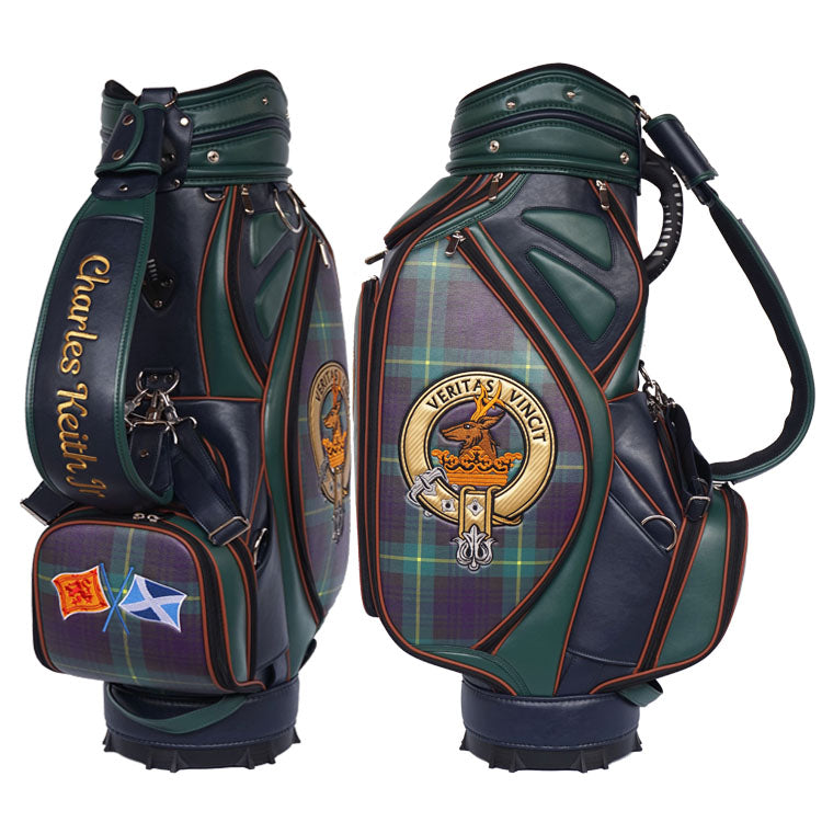 customised tartan print golf bag with your name, logo and colours.