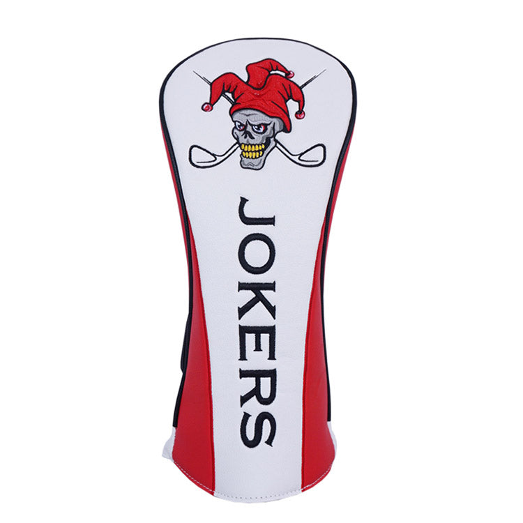 Custom Golf Driver Cover - red and white with Joker skull logo