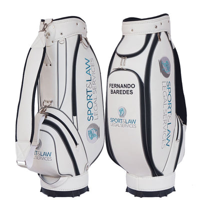 lightweight mid sized white leather golf tour bag
