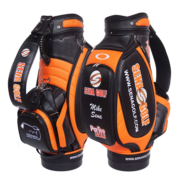 luxury custom golf tour staff bag with embroidered logos 